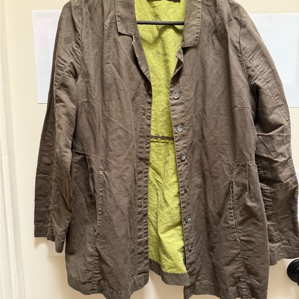 Gudrun Sjoden Brown Jacket with Lime Inner Lining